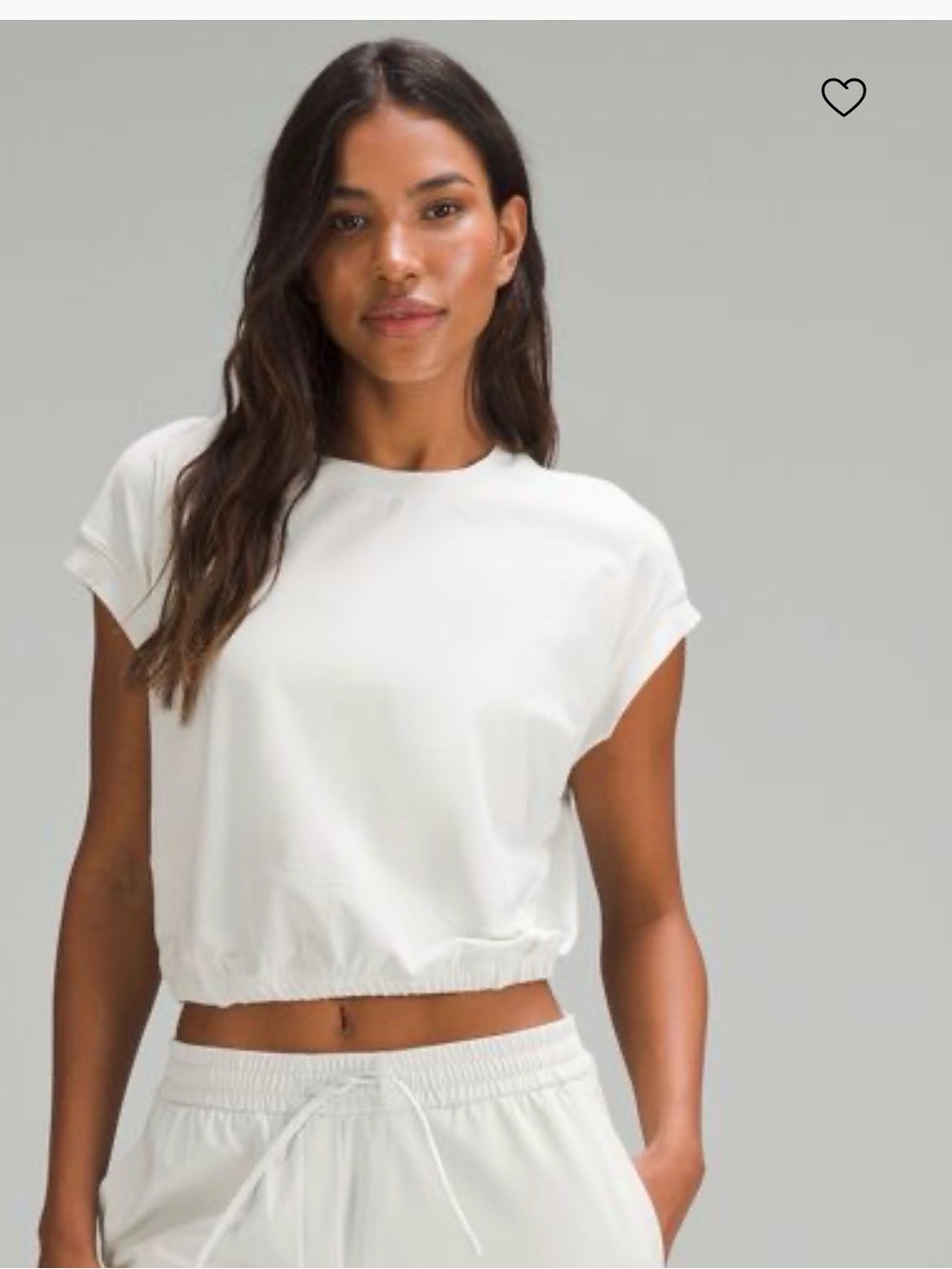 lululemon athletica White wide sleeve gathered hymn Cropped Crew Tee